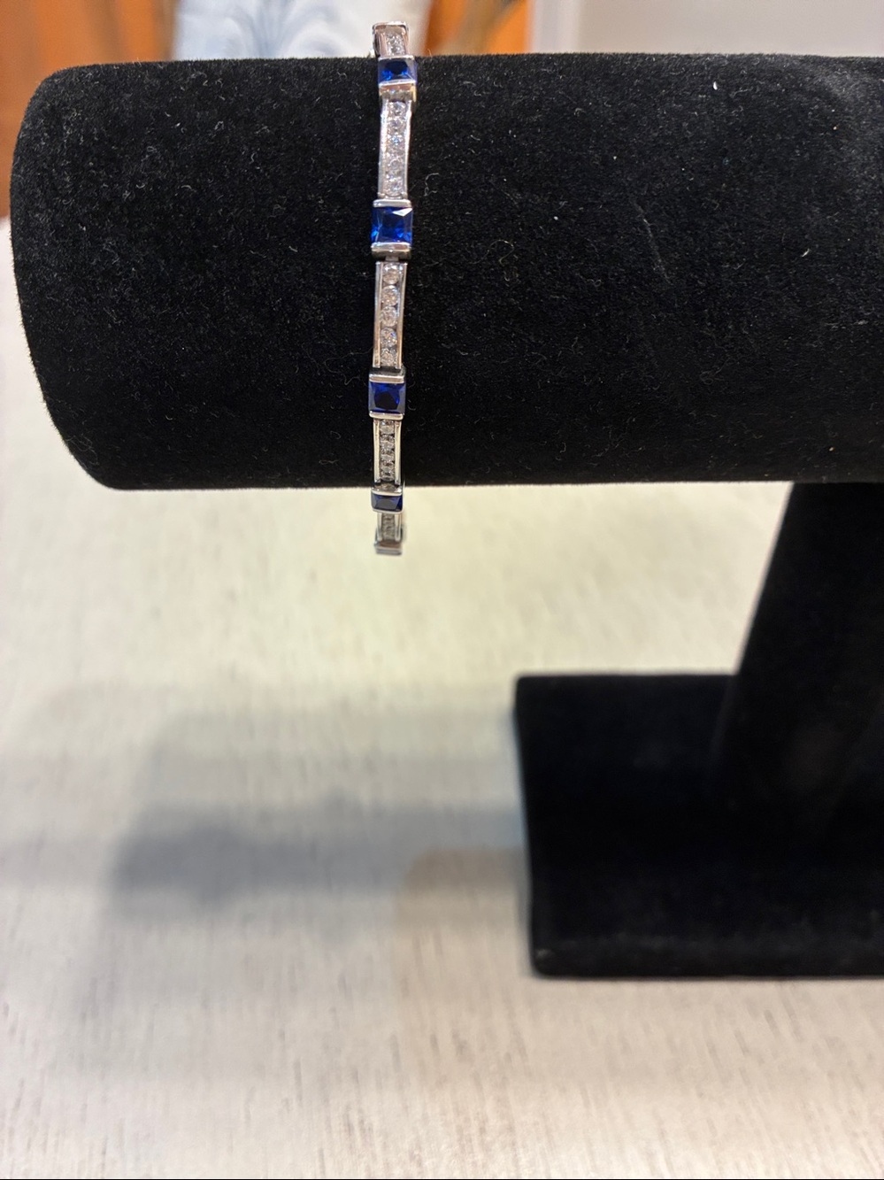 SilverBracelet with lab grown Sapphire and CZ